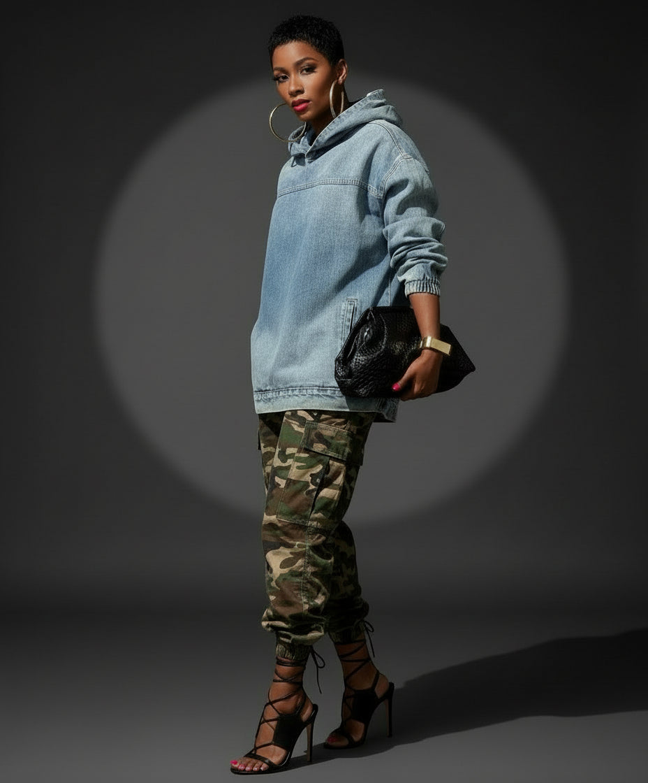 Timeless Hoodie – Women’s Light Blue Oversized Cozy Denim Sweatshirt with Hood & Pocket PREORDER ONLY