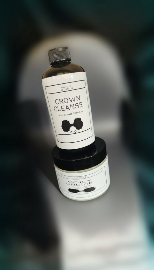 🖤 Crown & Coil Duo – Growth Shampoo + Moisture Conditioner Set for Natural Hair