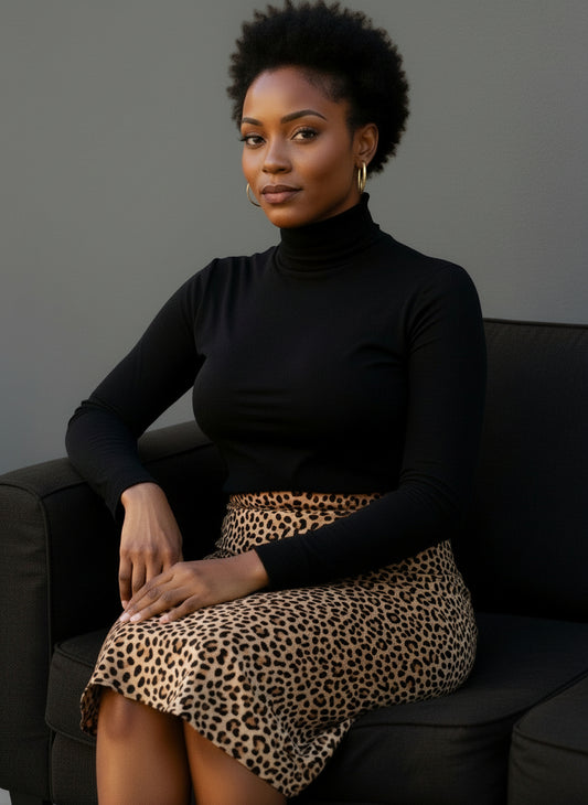 Wild Elegance Midi Skirt – Versatile Leopard Print Pencil Skirt for Women