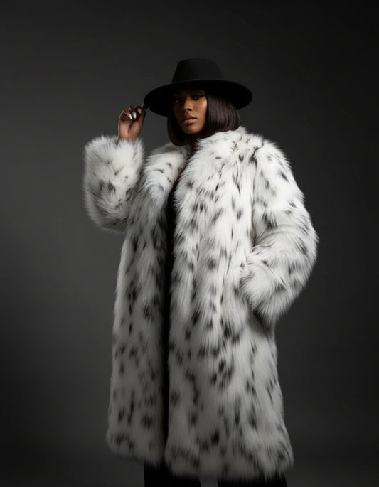Cruella Coat – Plus-Size Leopard Faux Fur Winter Coat for Women PREORDERS ONLY