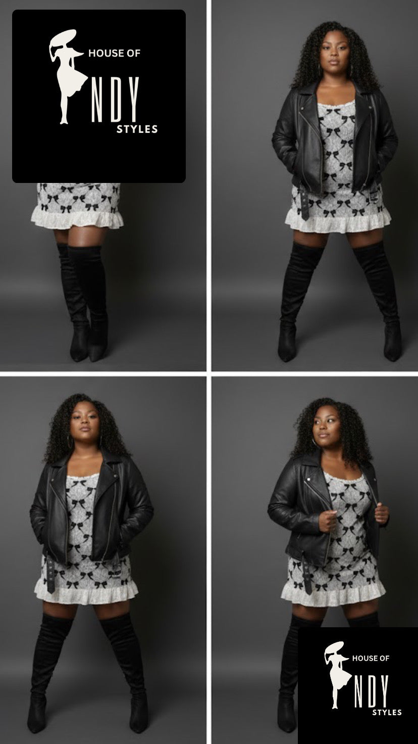 Just Bows Sweater Dress – Elegant H-Silhouette Knit Dress with Ruffled Hem