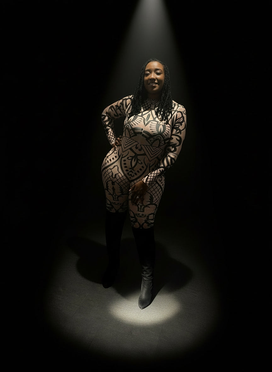 Urban Mosaic Jumpsuit – Women’s Sexy Geometric Print Long-Sleeve Jumpsuit